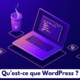 Ordinateur en néon avec titre : qu'est-ce que WordPress ?