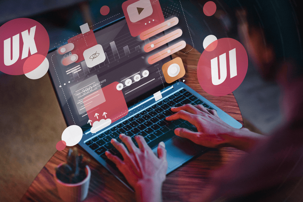 Ordinateur avec des éléments UI et UX