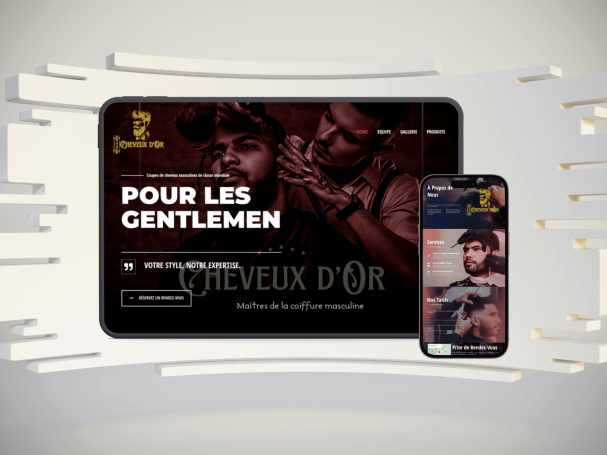 Mockup d'un site vitrine pour un salon de coiffure à Rouen - Cheveux d'Or