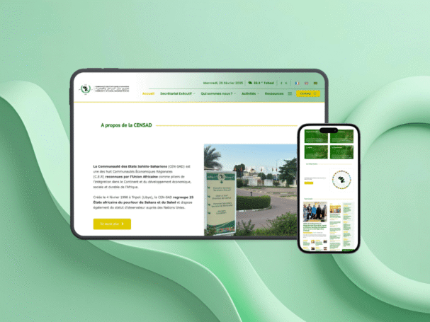 Mockup d'un site vitrine pour une organisation internationale - Censad