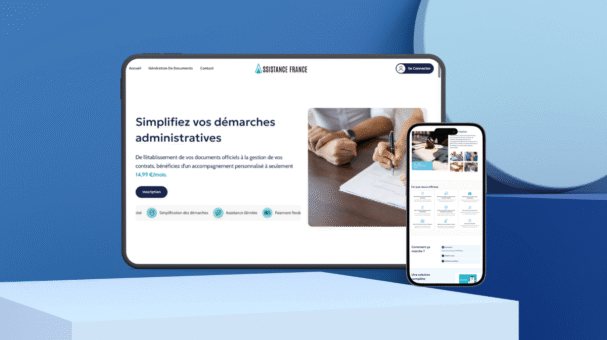 Mockup d'un site d'abonnement administratif - Assistance France
