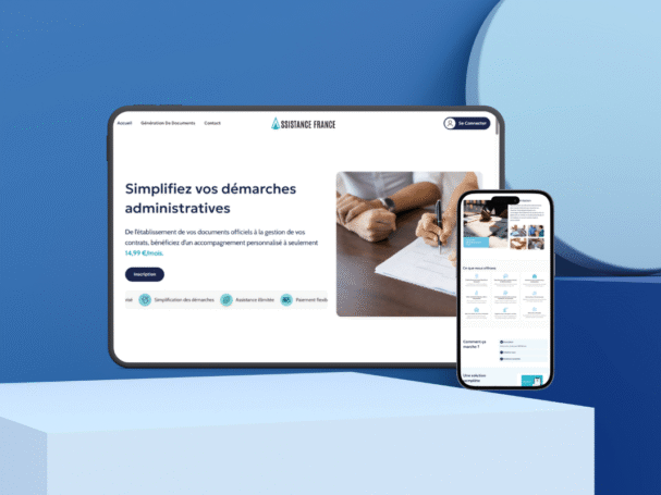 Mockup d'un site d'abonnement administratif - Assistance France