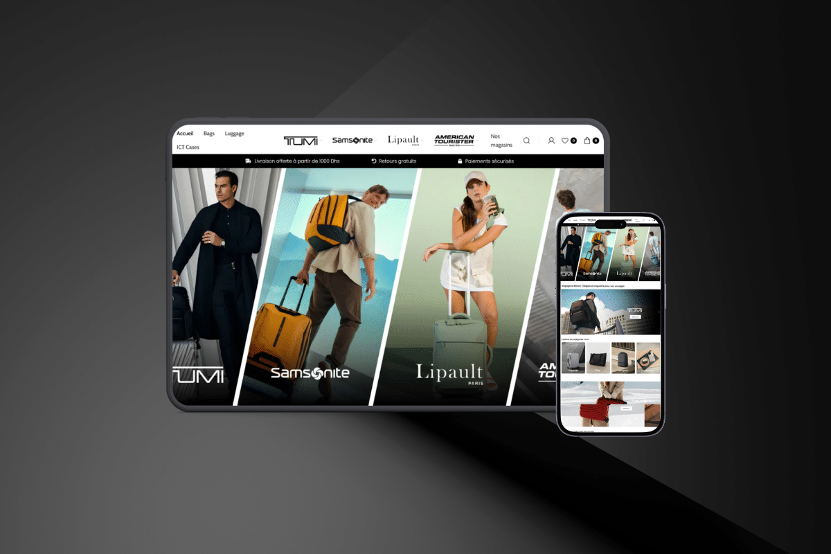 Mockup d'un site e-commerce pour une boutique de bagagerie de luxe à Casablanca - Bagagerie